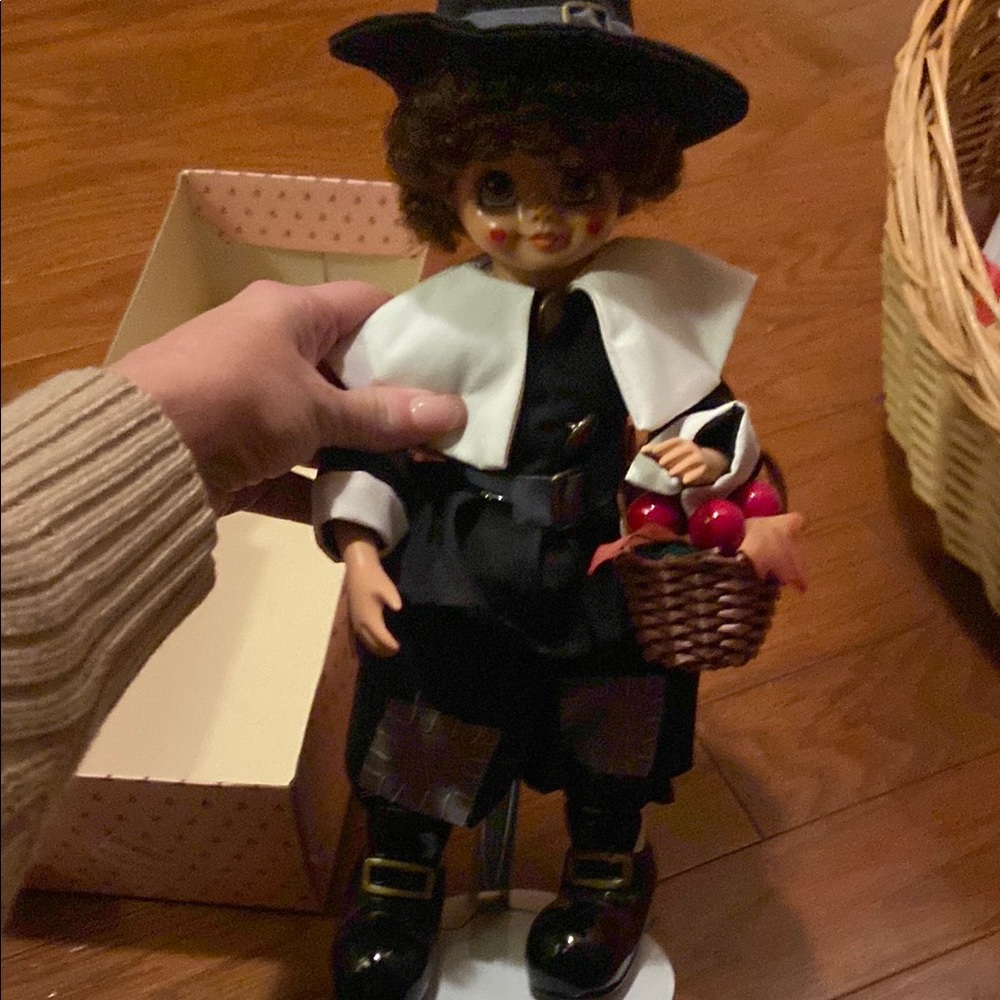 Classic Pilgrim Doll with Basket - Black and White